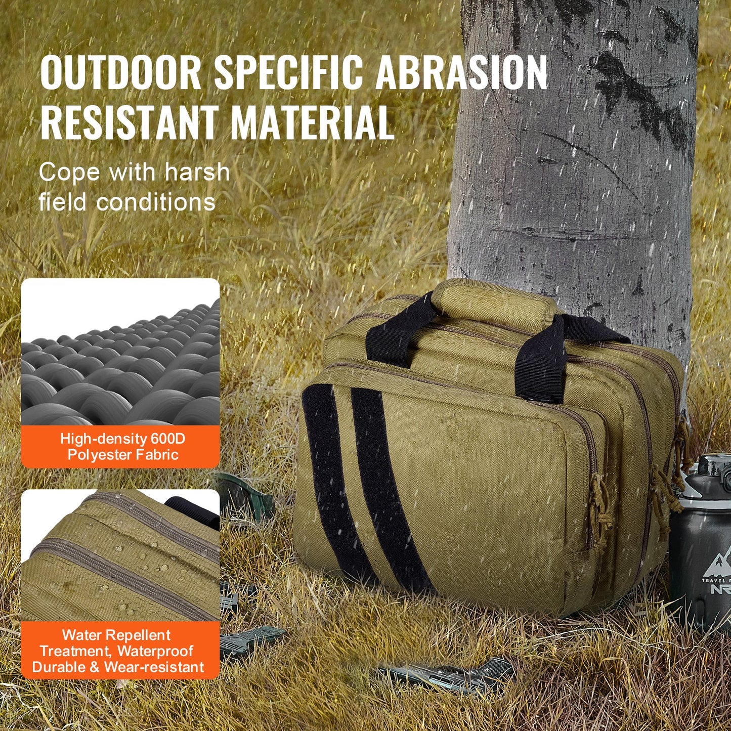 Range Bag For 2 Pistols Tactical Gun Bag 2 Built-in Pistol Bags Brown,Range Bag For Handguns Gun Case Bag With Lockable Zipper For Shooting Range Outdoor Hunting